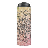Handtekening Mandala-ventilator op bladeren Thermosbeker (Voorkant)