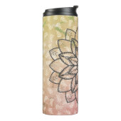 Handtekening Mandala-ventilator op bladeren Thermosbeker (Gedraaid links)