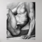 Handtekening mannetje-nude kunststeenkool poster (Voorkant)