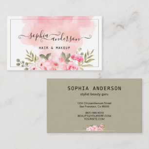 Handtekening Manuscript & Elegant Waterverf Floral Visitekaartje