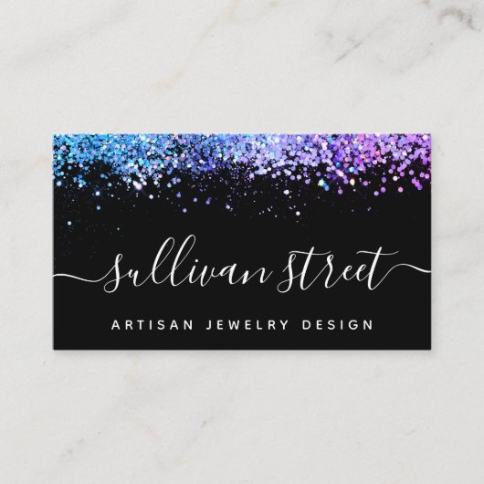 Handtekening Manuscript Glitter Glam QR Code Visitekaartje (Voorkant)