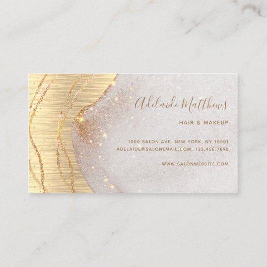 Handtekening Manuscript Gold Glitter Agate Elegant Visitekaartje (Achterkant)