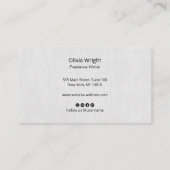 Handtekening Manuscript Modern, Grey Linen Profess Visitekaartje (Achterkant)