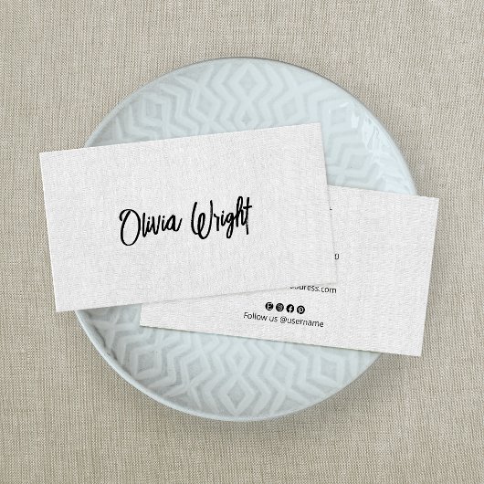 Handtekening Manuscript Modern, Grey Linen Profess Visitekaartje