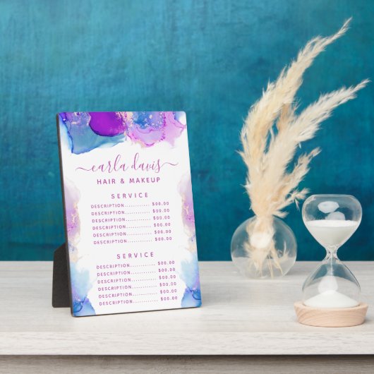 Handtekening Manuscript Paars Blue Ink Price Menu Fotoplaat (Zijkant)
