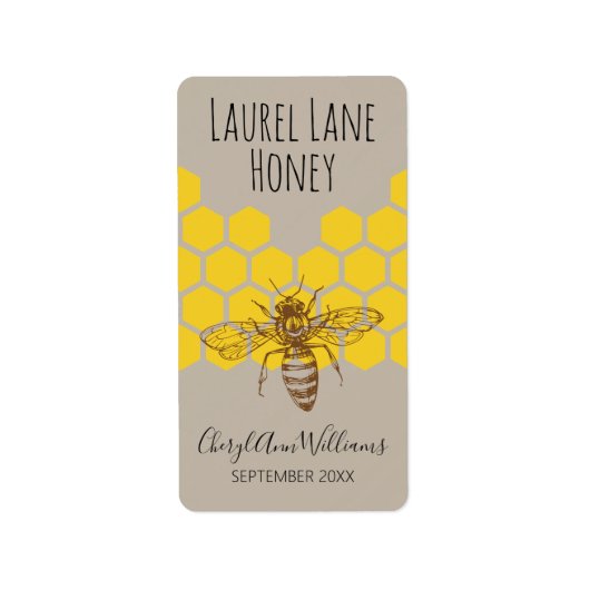 Handtekening met de hand ontworpen bijenhandboek — etiket (Voorkant)