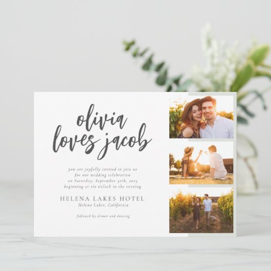 Handtekening met foto's QR Code Informal Weddensch Kaart (Staand voorkant)