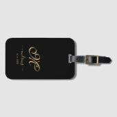 Handtekening met gepersonaliseerde zwarte en goudn bagagelabel (Voorkant (horizontaal))