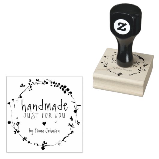 Handtekening met handtekening Wilde bloem, handgem Rubberstempel (Gestempeld)