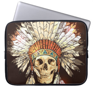 Handtekening met Indiaans hoofdadres met H Laptop Sleeve