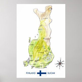 Handtekening met kleurenkaart van het Finse Poster