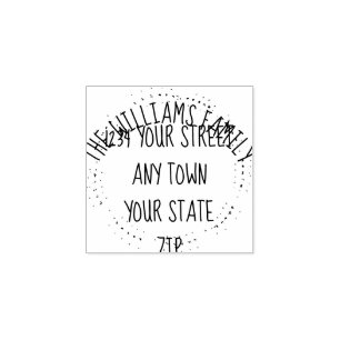 Handtekening met retouradres familienaam rubberstempel