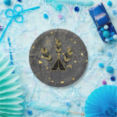 Handtekening met ventilator en Tepee Gold Black Bo Papieren Bordje (Feest)