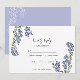 Handtekening met Wisteria Floral Wedding RSVP-kaar Kaart