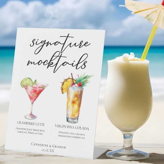 Handtekening Mocktails Cranberry Cutie Piña Colada Reclamebord Met Voetstuk