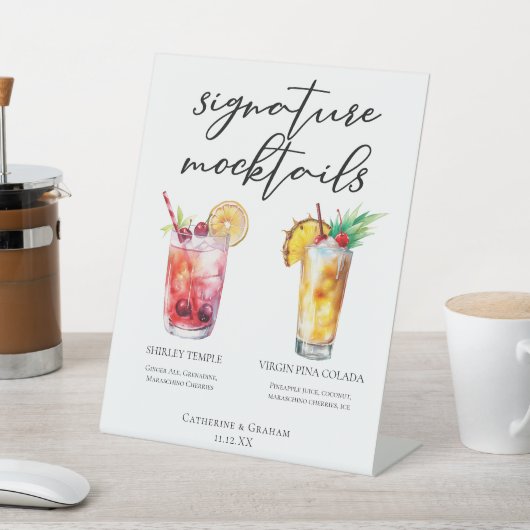 Handtekening Mocktails Shirley Temple Piña Colada Reclamebord Met Voetstuk (Insitu)