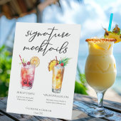 Handtekening Mocktails Shirley Temple Piña Colada Reclamebord Met Voetstuk