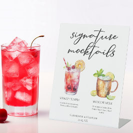 Handtekening Mocktails Zomer Drankjes Trouwmenu Reclamebord Met Voetstuk