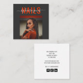 Handtekening modern Nail Salon-fotoscript Vierkante Visitekaartje (Voorkant / Achterkant)