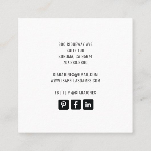 Handtekening modern Nail Salon-fotoscript Vierkante Visitekaartje (Achterkant)