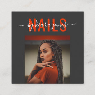 Handtekening modern Nail Salon-fotoscript Vierkante Visitekaartje