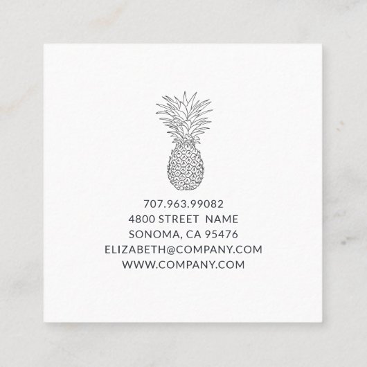 Handtekening Modern Pineapple Hot Pink Vierkante Visitekaartje (Achterkant)