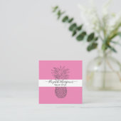 Handtekening Modern Pineapple Hot Pink Vierkante Visitekaartje (Staand voorkant)