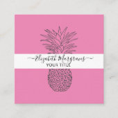 Handtekening Modern Pineapple Hot Pink Vierkante Visitekaartje (Voorkant)