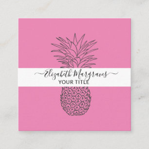 Handtekening Modern Pineapple Hot Pink Vierkante Visitekaartje