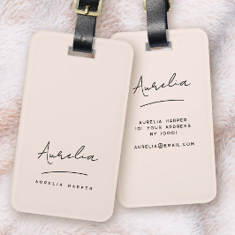 Handtekening Monogram Blush Roze Elegant Vrouwelij Bagagelabel