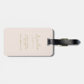 Handtekening Monogram Blush Roze Goud Modern Vrouw Bagagelabel (Achterkant horizontaal)