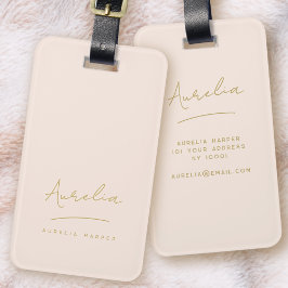 Handtekening Monogram Blush Roze Goud Modern Vrouw Bagagelabel