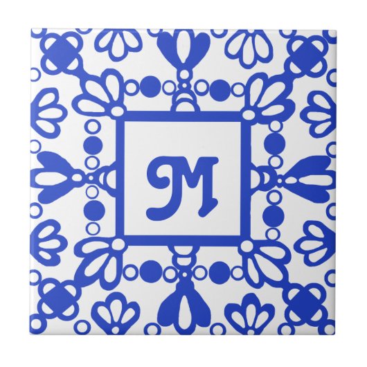 Handtekening   monogram - Delft Blue-Initiaal Tegeltje (Voorkant)