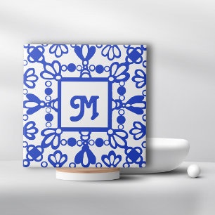 Handtekening   monogram - Delft Blue-Initiaal Tegeltje