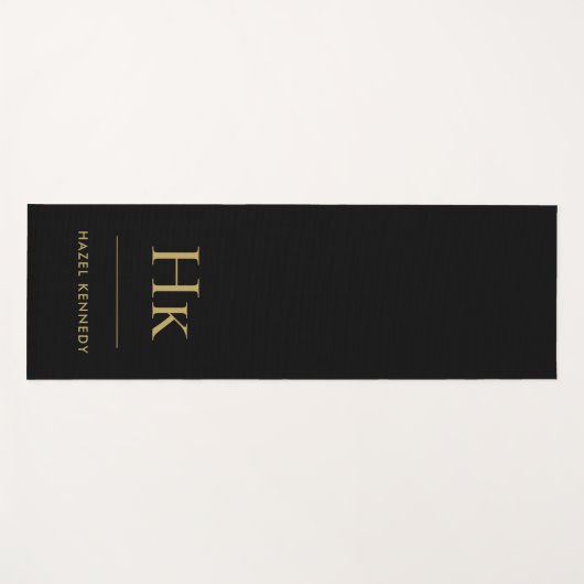 Handtekening Monogram Eenvoudig Zwart Goud Yoga Ma Yogamat (Voorkant (horizontaal))