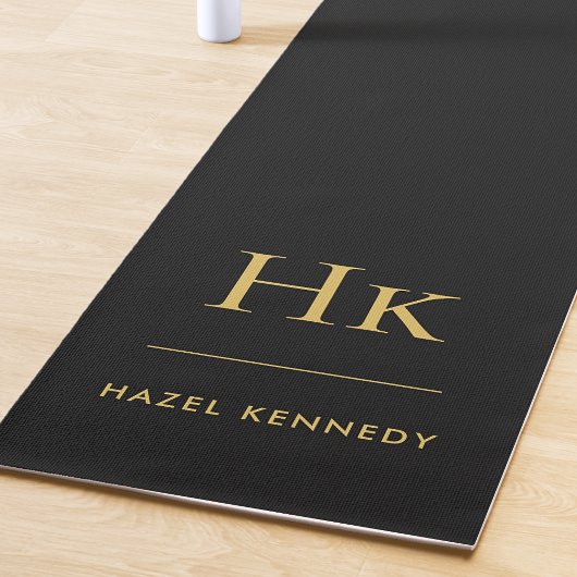 Handtekening Monogram Eenvoudig Zwart Goud Yoga Ma Yogamat