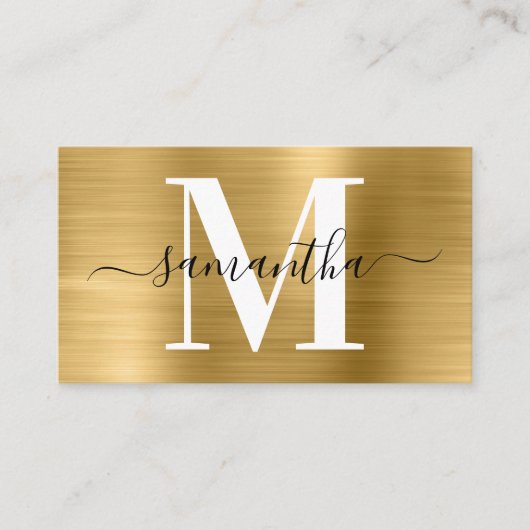 Handtekening Monogram Gold Shimmer Visitekaartje (Voorkant)