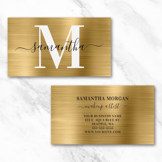 Handtekening Monogram Goud Glans Visitekaartje