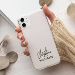 Handtekening Monogram Handgeschreven Script Blush  Case-Mate iPhone Case<br><div class="desc">Stijlvolle moderne custom monogram telefoonhoes met een moderne minimalistische handtekening typografie gecombineerd met sans-serif lettertype in minimaal zwart op een blush roze achtergrond. Maak het van jou door je eigen monogramnaam en tekst aan de ruggengraatzijde toe te voegen aan creëer een ontwerp dat net zo uniek is als jij.</div>