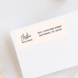 Handtekening Monogram Handgeschreven Script Blush  Etiket