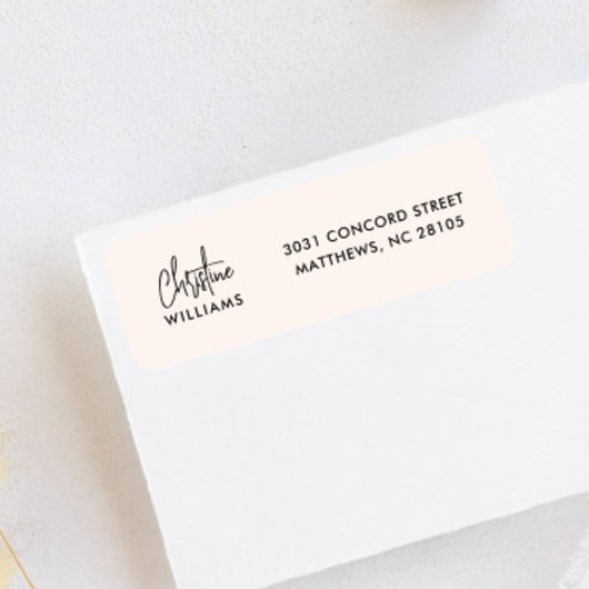 Handtekening Monogram Handgeschreven Script Blush Etiket