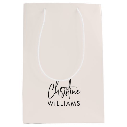 Handtekening Monogram Handgeschreven Script Blush Medium Cadeauzakje (Voorkant)