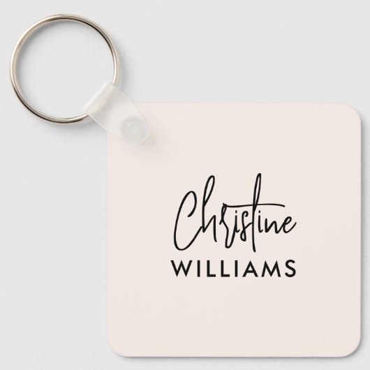 Handtekening Monogram Handgeschreven Script Blush  Sleutelhanger (Voorkant)