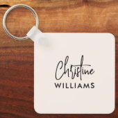 Handtekening Monogram Handgeschreven Script Blush  Sleutelhanger (Voorkant)