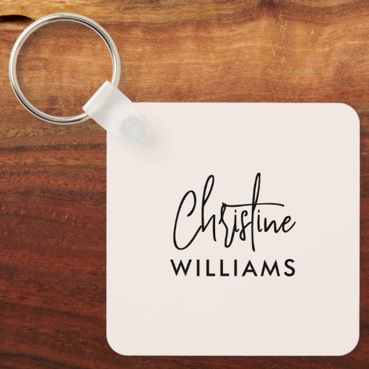 Handtekening Monogram Handgeschreven Script Blush  Sleutelhanger (Voorkant)