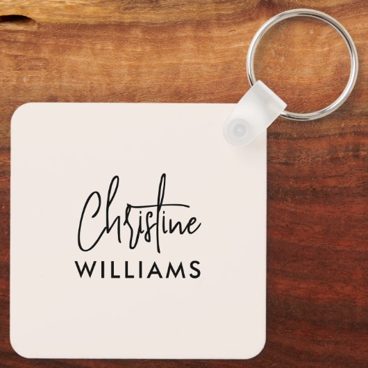 Handtekening Monogram Handgeschreven Script Blush  Sleutelhanger (Achterkant)