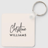 Handtekening Monogram Handgeschreven Script Blush  Sleutelhanger (Achterkant)