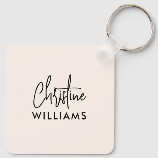 Handtekening Monogram Handgeschreven Script Blush Sleutelhanger (Achterkant)