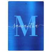 Handtekening Monogram Koninklijk Blauw Folie Klembord (Achterkant)