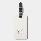 Handtekening Monogram Minimal Ivory Elegant Vrouwe Bagagelabel (Voorkant verticaal)